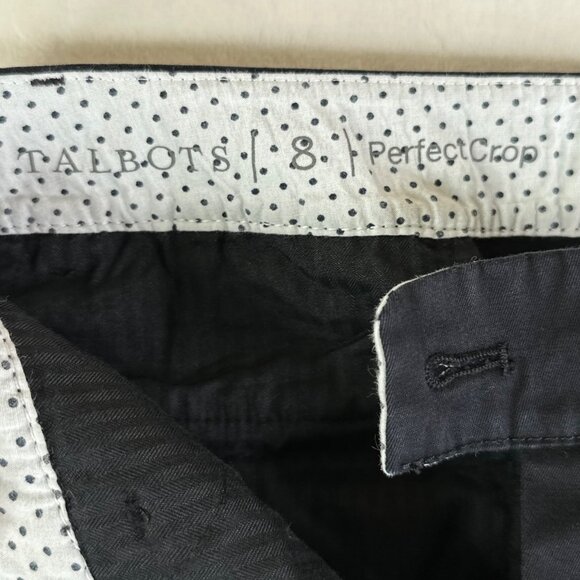 Talbots Womens Pants 8 Black Perfect Crop Midrise Capri Pants Chinos Career - Picture 4 of 16